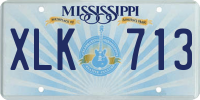 MS license plate XLK713