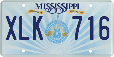 MS license plate XLK716