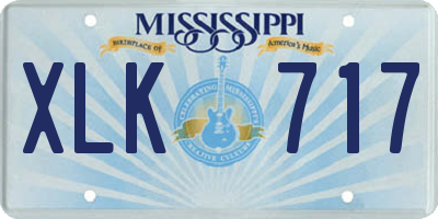 MS license plate XLK717