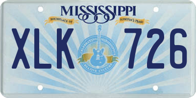 MS license plate XLK726