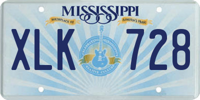 MS license plate XLK728