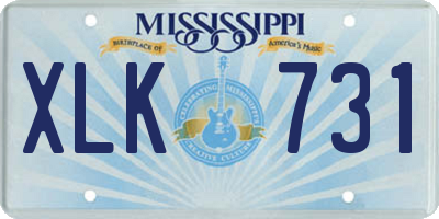 MS license plate XLK731