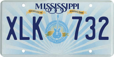 MS license plate XLK732