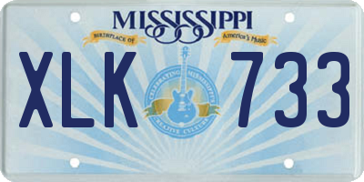 MS license plate XLK733