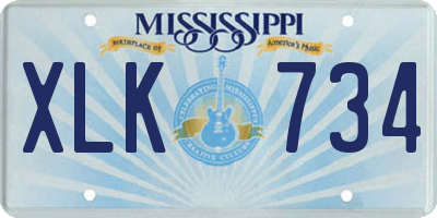 MS license plate XLK734