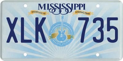 MS license plate XLK735