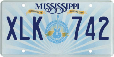 MS license plate XLK742
