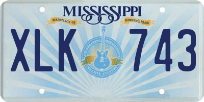 MS license plate XLK743