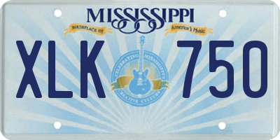 MS license plate XLK750