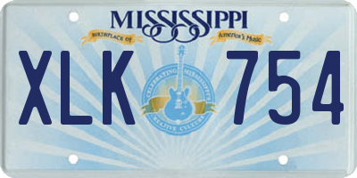 MS license plate XLK754