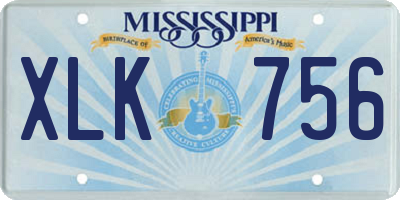 MS license plate XLK756