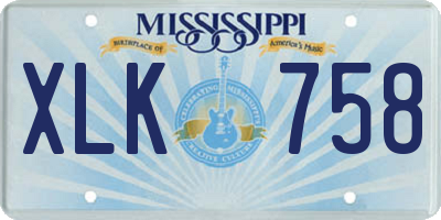 MS license plate XLK758