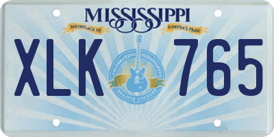 MS license plate XLK765
