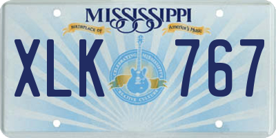 MS license plate XLK767