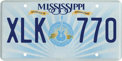 MS license plate XLK770