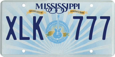 MS license plate XLK777