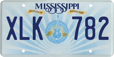 MS license plate XLK782