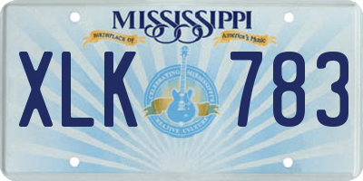 MS license plate XLK783