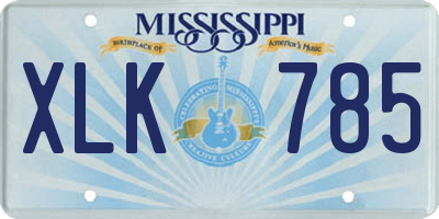 MS license plate XLK785
