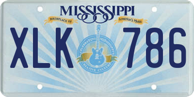 MS license plate XLK786