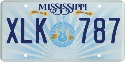MS license plate XLK787