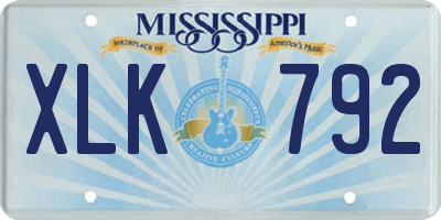 MS license plate XLK792