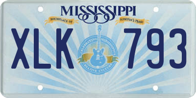 MS license plate XLK793