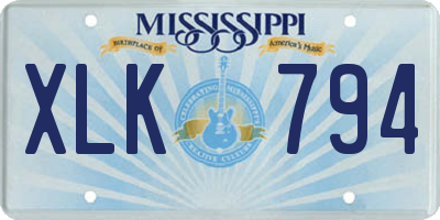 MS license plate XLK794