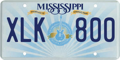 MS license plate XLK800