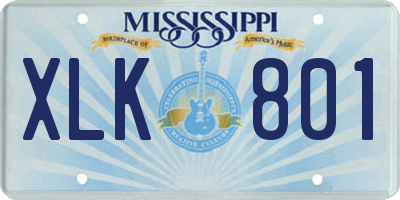 MS license plate XLK801