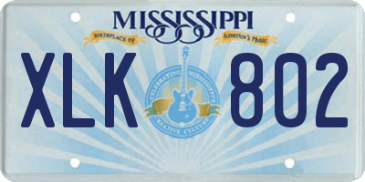 MS license plate XLK802