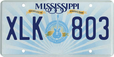 MS license plate XLK803