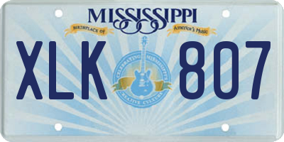 MS license plate XLK807
