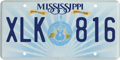 MS license plate XLK816