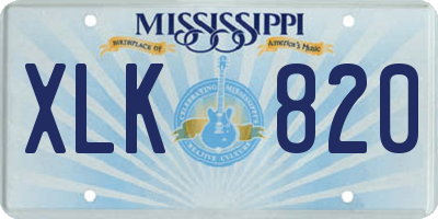 MS license plate XLK820