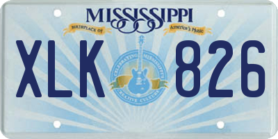 MS license plate XLK826