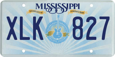 MS license plate XLK827