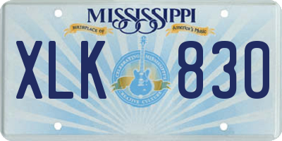 MS license plate XLK830