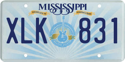 MS license plate XLK831
