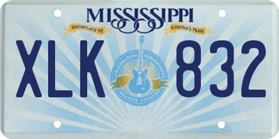 MS license plate XLK832