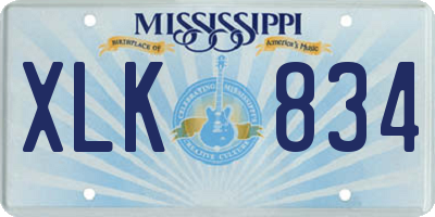 MS license plate XLK834