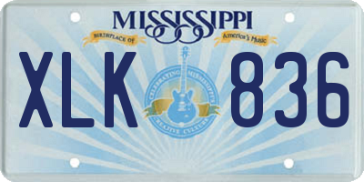 MS license plate XLK836