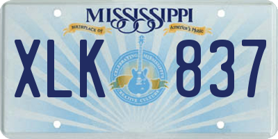 MS license plate XLK837