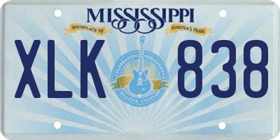 MS license plate XLK838