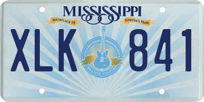 MS license plate XLK841