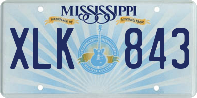MS license plate XLK843