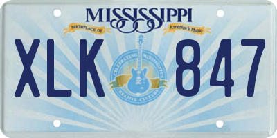 MS license plate XLK847
