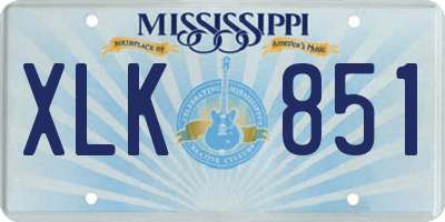 MS license plate XLK851