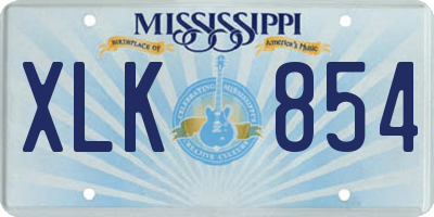 MS license plate XLK854