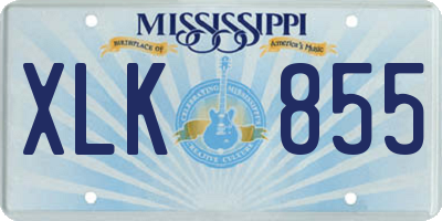 MS license plate XLK855